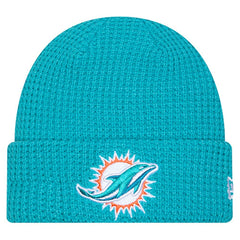 Miami Dolphins New Era Youth Waffle Cuffed Knit Hat - Aqua Hats