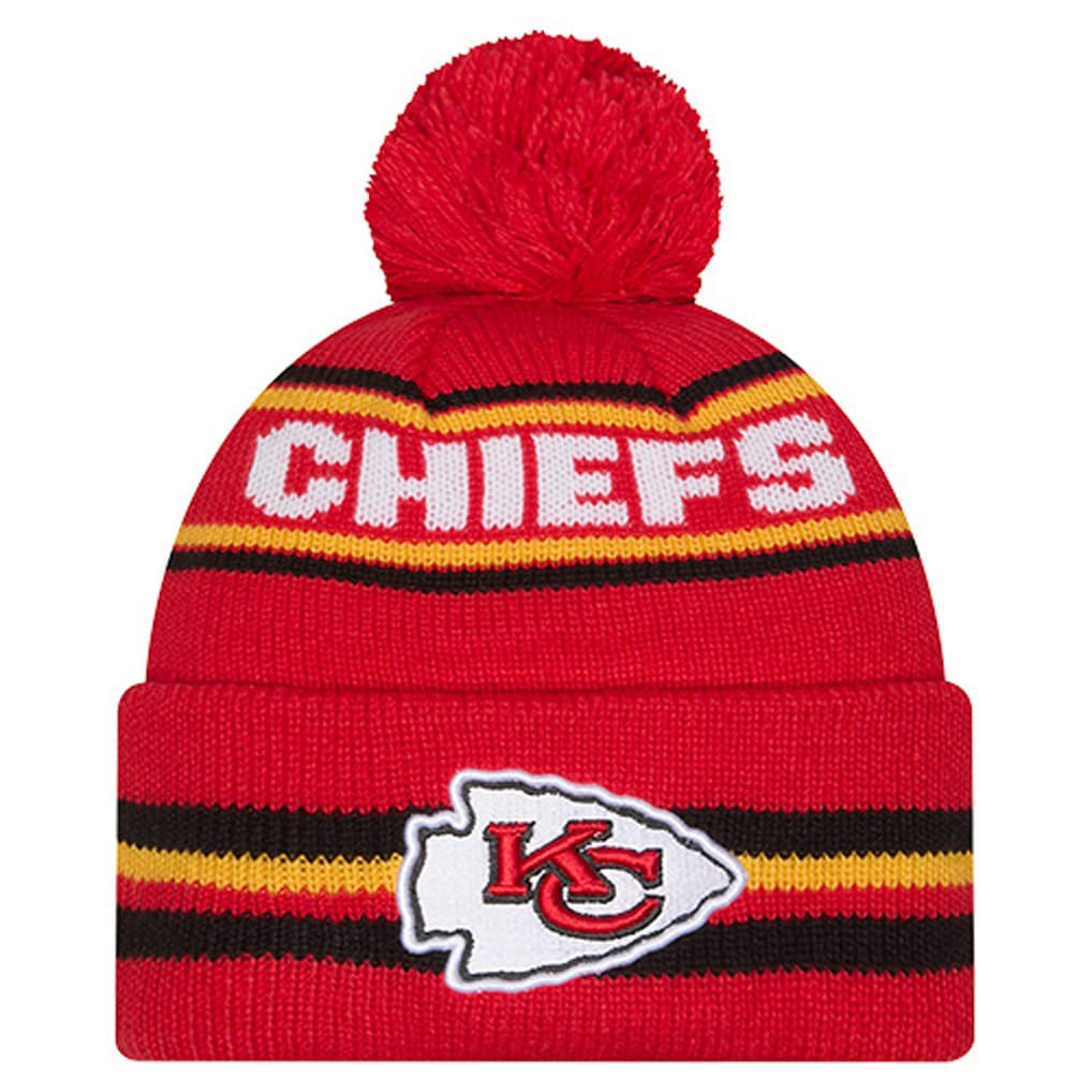 Kansas City Chiefs New Era Youth Classic Cuffed Knit Hat with Pom - Red Hats