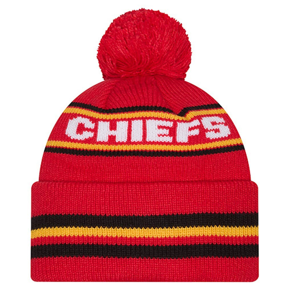 Kansas City Chiefs New Era Youth Classic Cuffed Knit Hat with Pom - Red Hats