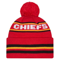 Kansas City Chiefs New Era Youth Classic Cuffed Knit Hat with Pom - Red Hats