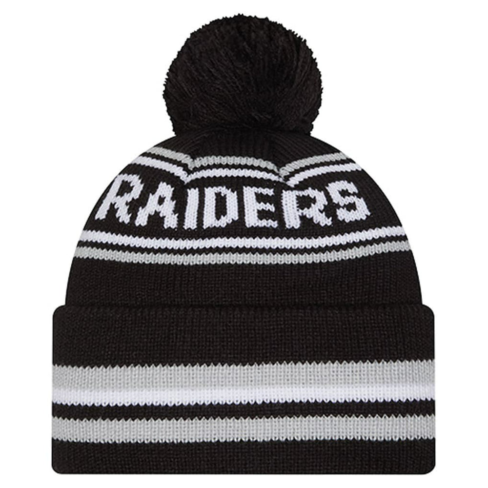Las Vegas Raiders New Era Youth Classic Cuffed Knit Hat with Pom - Black Hats