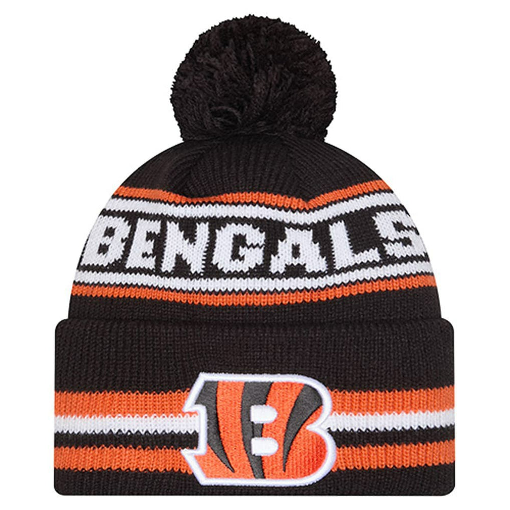 Cincinnati Bengals New Era Youth Classic Cuffed Knit Hat with Pom - Black Hats