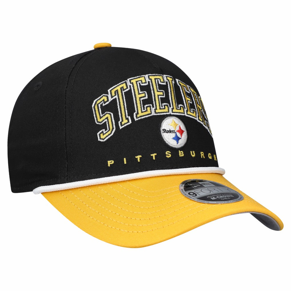 Pittsburgh Steelers New Era Preschool Arch COOLERA 9FORTY A-Frame M-Crown Adjustable Hat - Black/Gold Hats