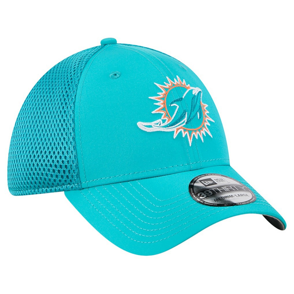 Miami Dolphins New Era Outline 39THIRTY Flex Hat - Aqua Hats