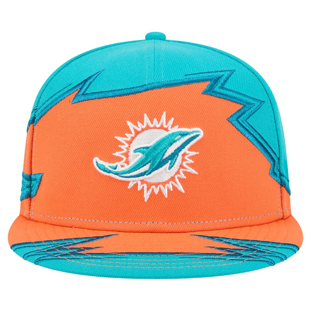 Miami Dolphins New Era Break 59FIFTY Fitted Hat - Aqua/Orange Hats