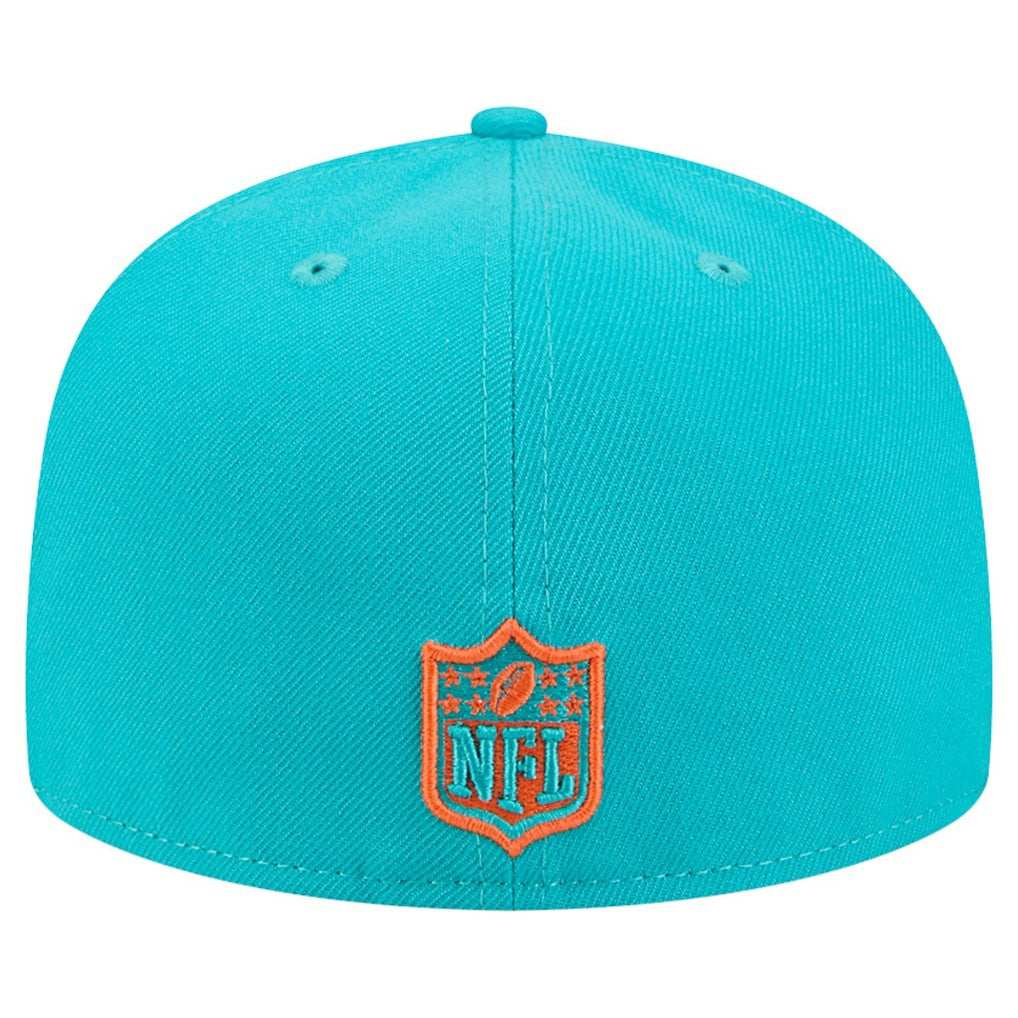 Miami Dolphins New Era Break 59FIFTY Fitted Hat - Aqua/Orange Hats