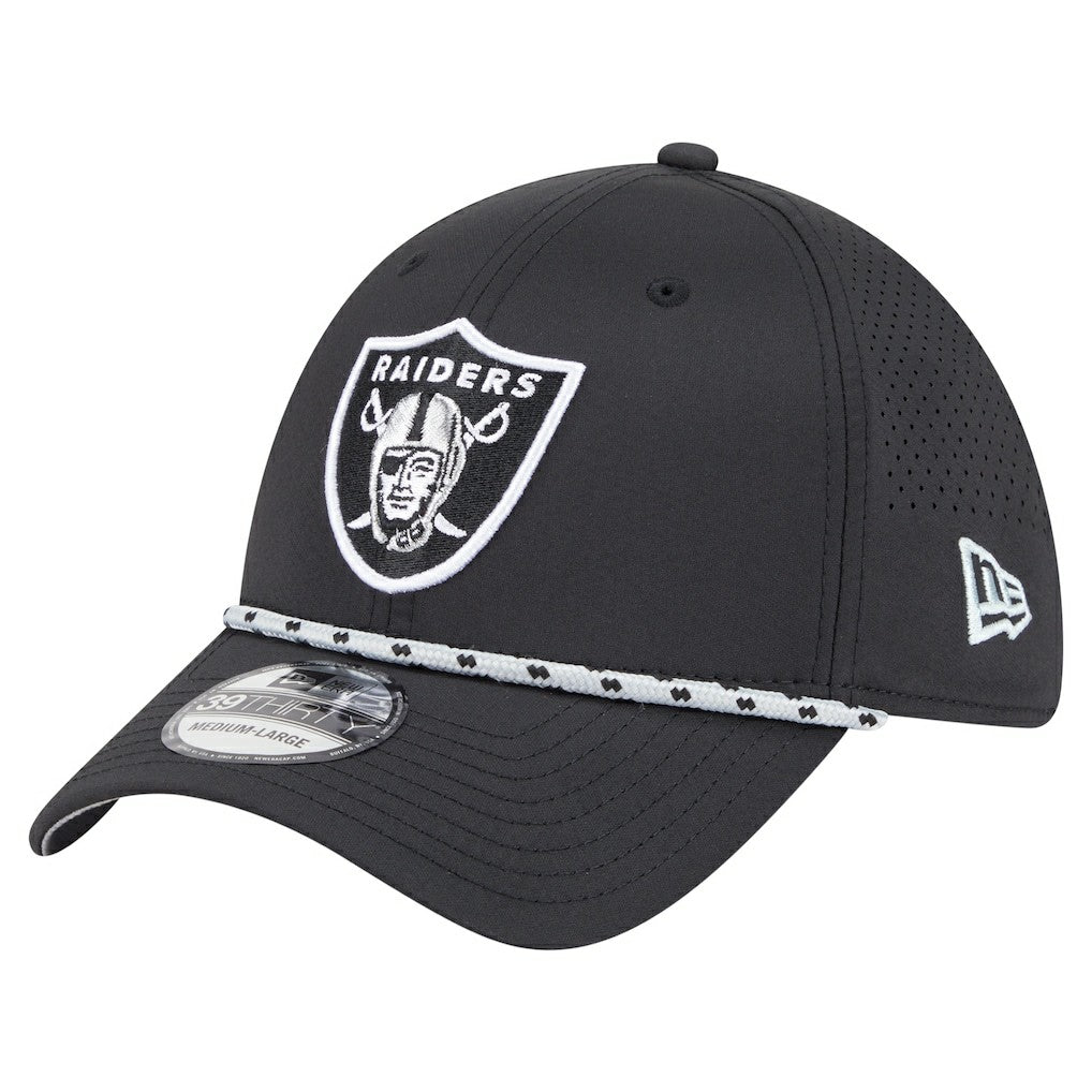 Las Vegas Raiders New Era Perforated 39THIRTY Flex Hat - Black Hats
