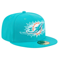 Miami Dolphins New Era Tri-Hit 59FIFTY Fitted Hat - Aqua Hats