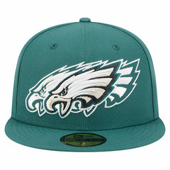 Philadelphia Eagles New Era Tri-Hit 59FIFTY Fitted Hat - Midnight Green Hats