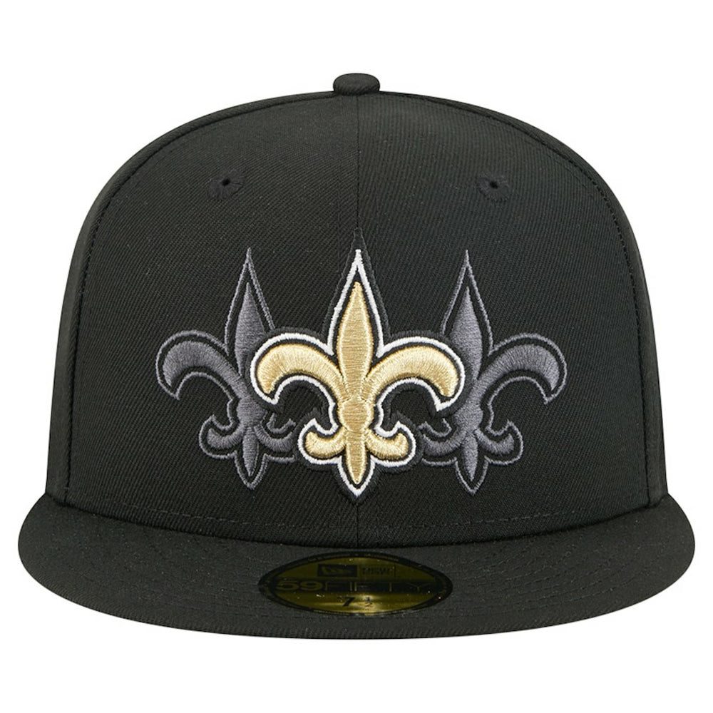 New Orleans Saints New Era Tri-Hit 59FIFTY Fitted Hat - Black Hats