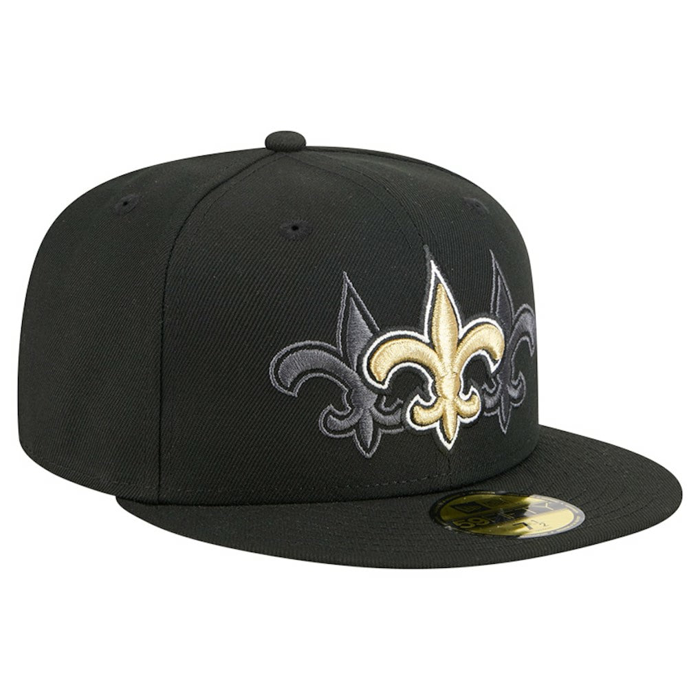 New Orleans Saints New Era Tri-Hit 59FIFTY Fitted Hat - Black Hats