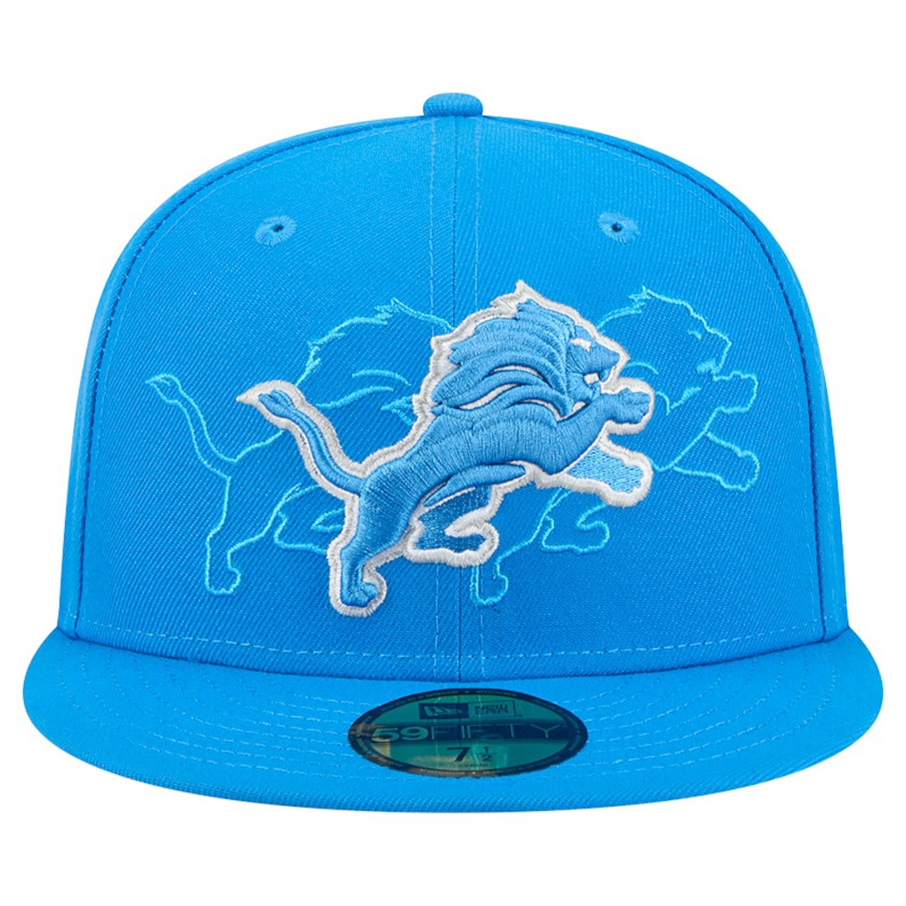Detroit Lions New Era Tri-Hit 59FIFTY Fitted Hat - Blue Hats