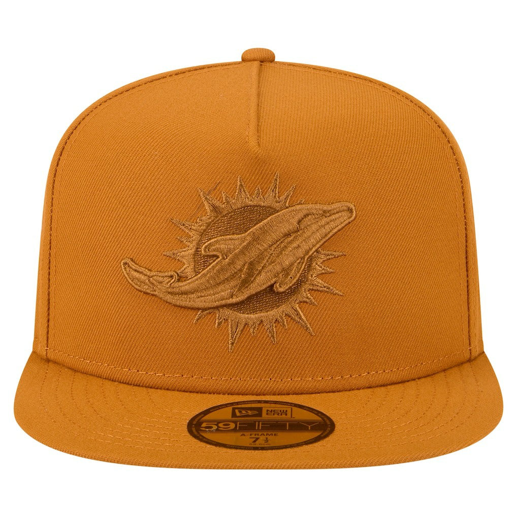 Miami Dolphins New Era Color Pack A-Frame 59FIFTY Fitted Hat - Brown Hats