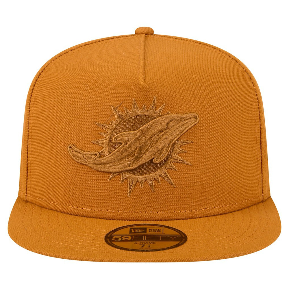 Miami Dolphins New Era Color Pack A-Frame 59FIFTY Fitted Hat - Brown Hats