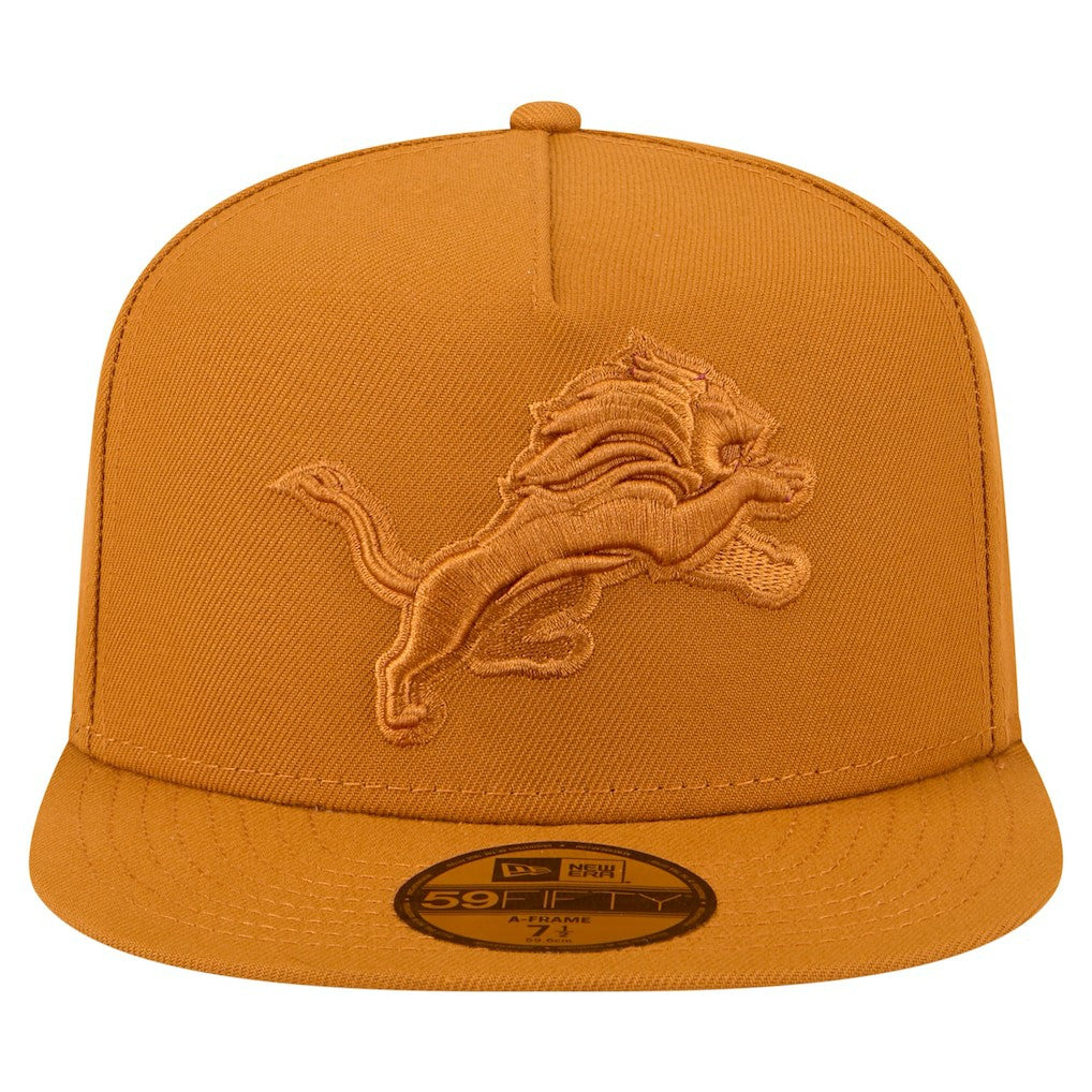 Detroit Lions New Era Color Pack A-Frame 59FIFTY Fitted Hat - Brown Hats
