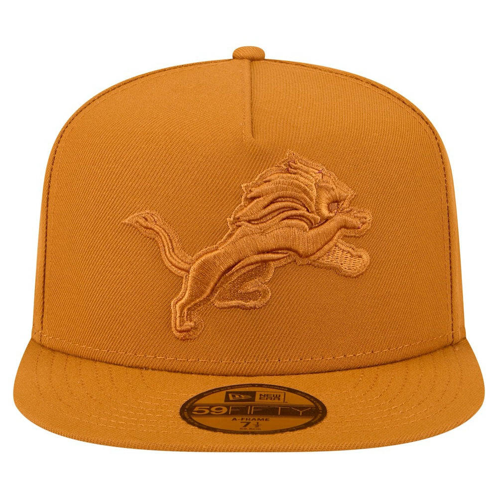 Detroit Lions New Era Color Pack A-Frame 59FIFTY Fitted Hat - Brown Hats