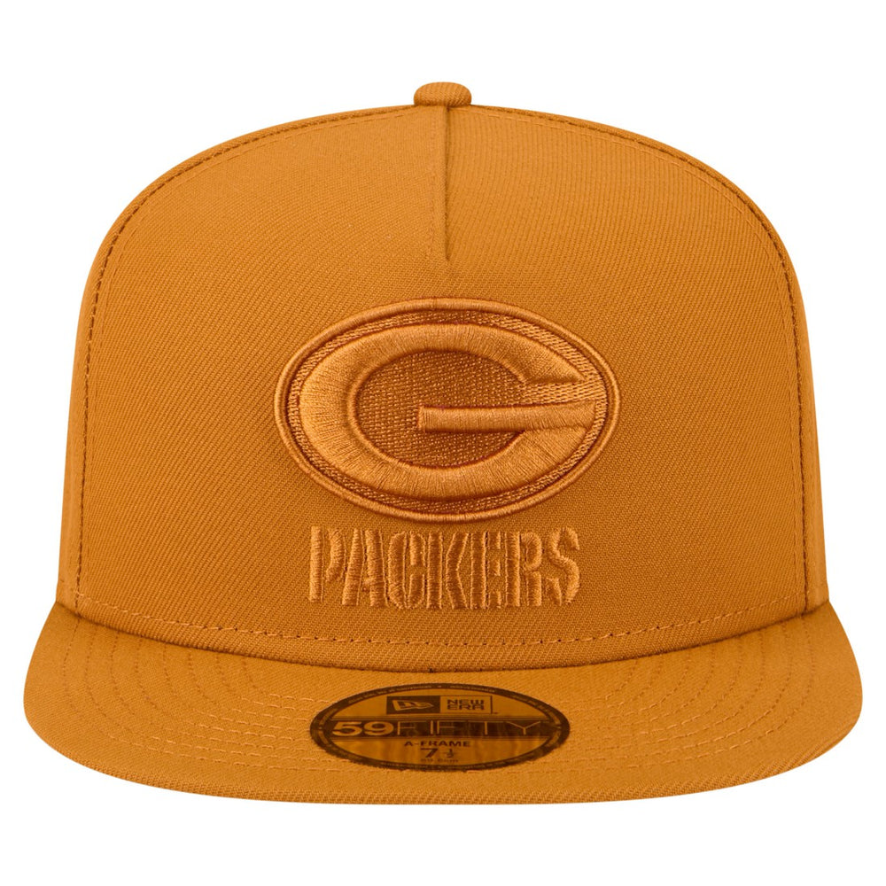 Green Bay Packers New Era Color Pack A-Frame 59FIFTY Fitted Hat - Brown Hats