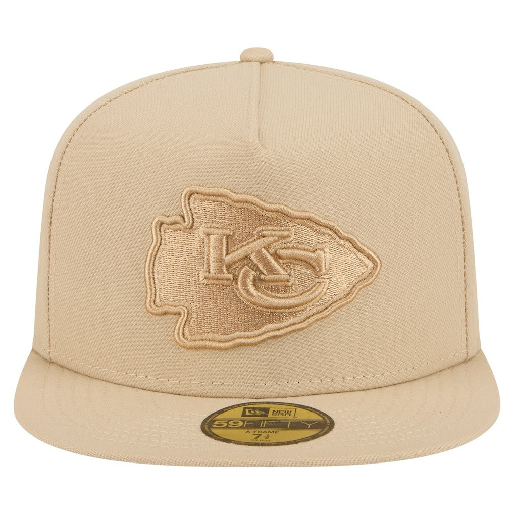 Kansas City Chiefs New Era Color Pack A-Frame 59FIFTY Fitted Hat - Light Beige Hats