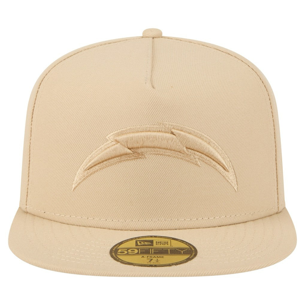 Los Angeles Chargers New Era Color Pack A-Frame 59FIFTY Fitted Hat - Beige Hats