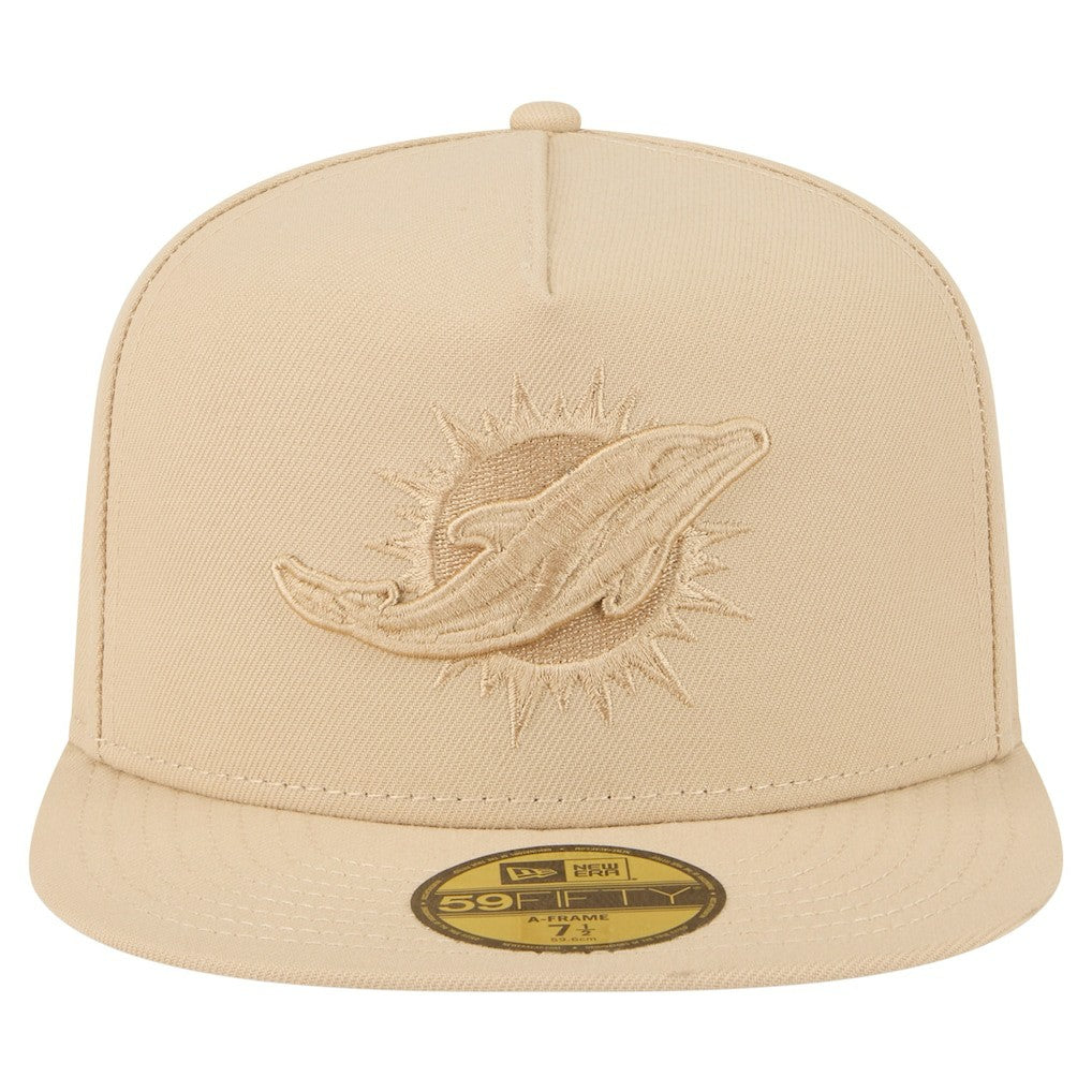 Miami Dolphins New Era Color Pack A-Frame 59FIFTY Fitted Hat - Light Beige Hats