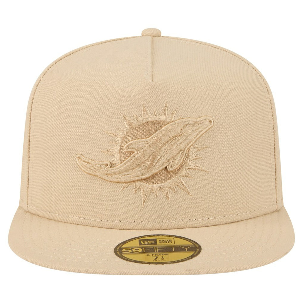 Miami Dolphins New Era Color Pack A-Frame 59FIFTY Fitted Hat - Light Beige Hats