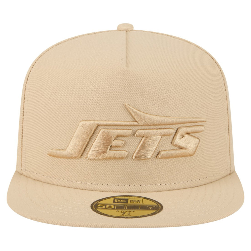 New York Jets New Era Color Pack A-Frame 59FIFTY Fitted Hat - Beige Hats