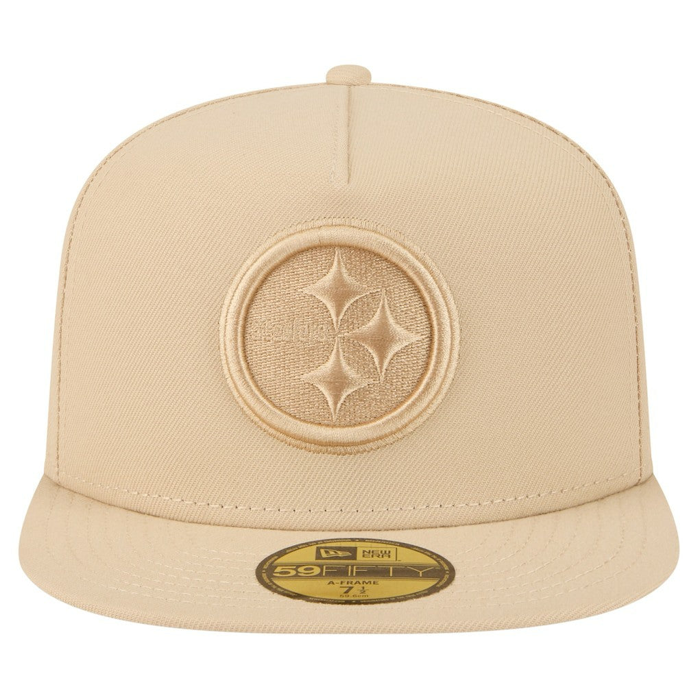 Pittsburgh Steelers New Era Color Pack A-Frame 59FIFTY Fitted Hat - Beige Hats