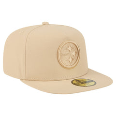 Pittsburgh Steelers New Era Color Pack A-Frame 59FIFTY Fitted Hat - Beige Hats
