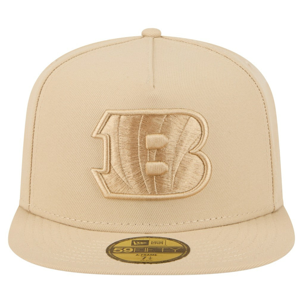 Cincinnati Bengals New Era Color Pack A-Frame 59FIFTY Fitted Hat - Light Beige Hats