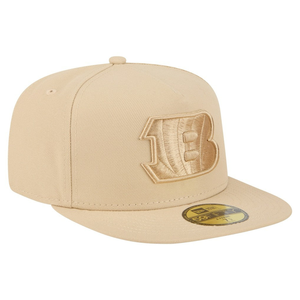 Cincinnati Bengals New Era Color Pack A-Frame 59FIFTY Fitted Hat - Light Beige Hats