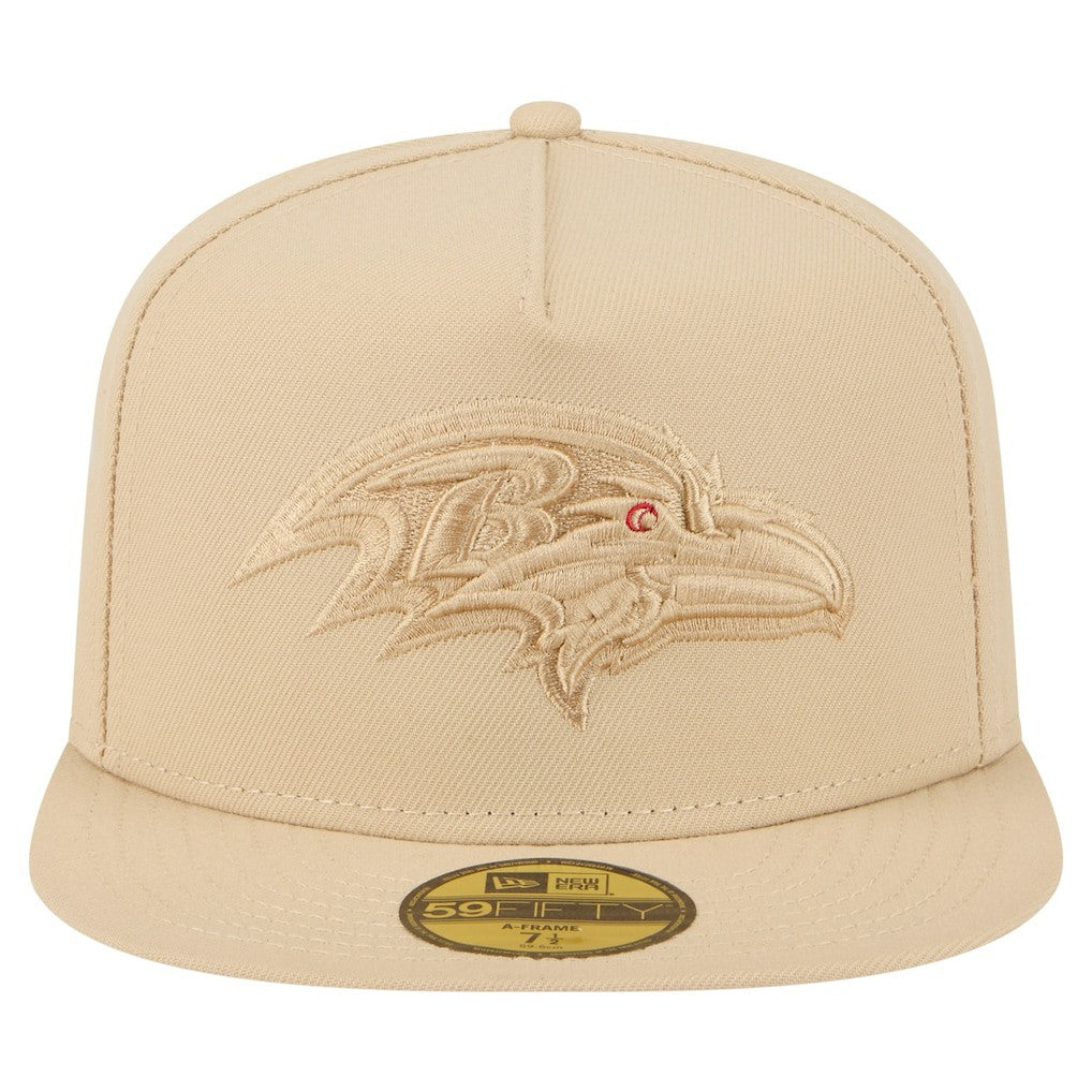 Baltimore Ravens New Era Color Pack A-Frame 59FIFTY Fitted Hat - Beige Hats