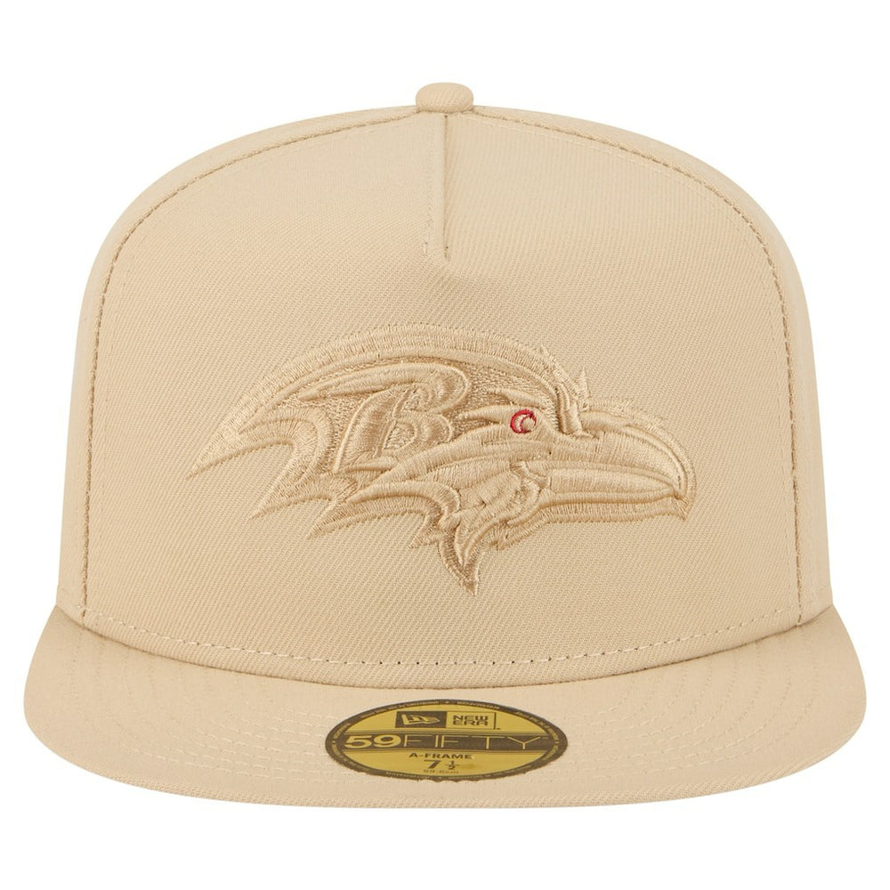 Baltimore Ravens New Era Color Pack A-Frame 59FIFTY Fitted Hat - Beige Hats