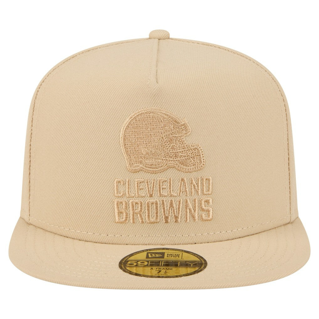 Cleveland Browns New Era Color Pack A-Frame 59FIFTY Fitted Hat - Light Beige Hats
