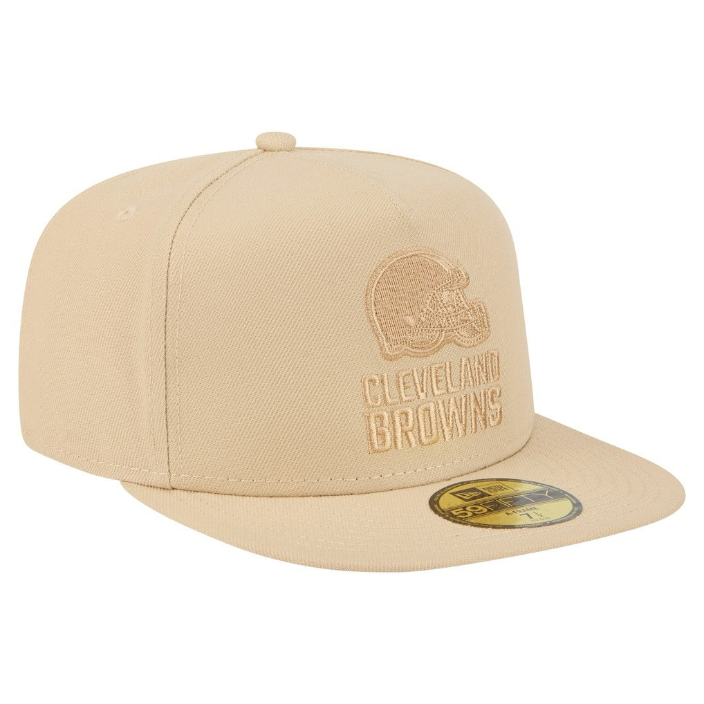 Cleveland Browns New Era Color Pack A-Frame 59FIFTY Fitted Hat - Light Beige Hats