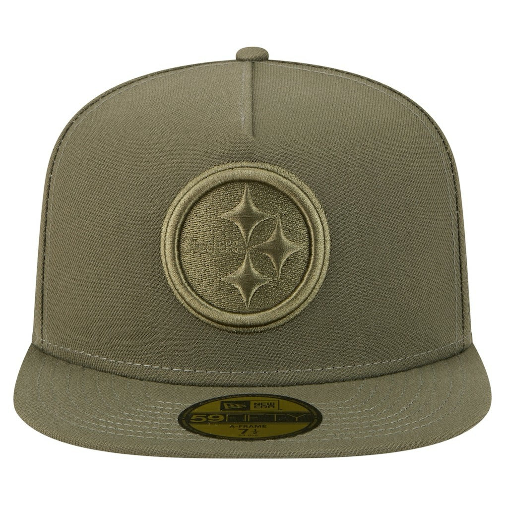 Pittsburgh Steelers New Era Color Pack A-Frame 59FIFTY Fitted Hat - Olive Hats