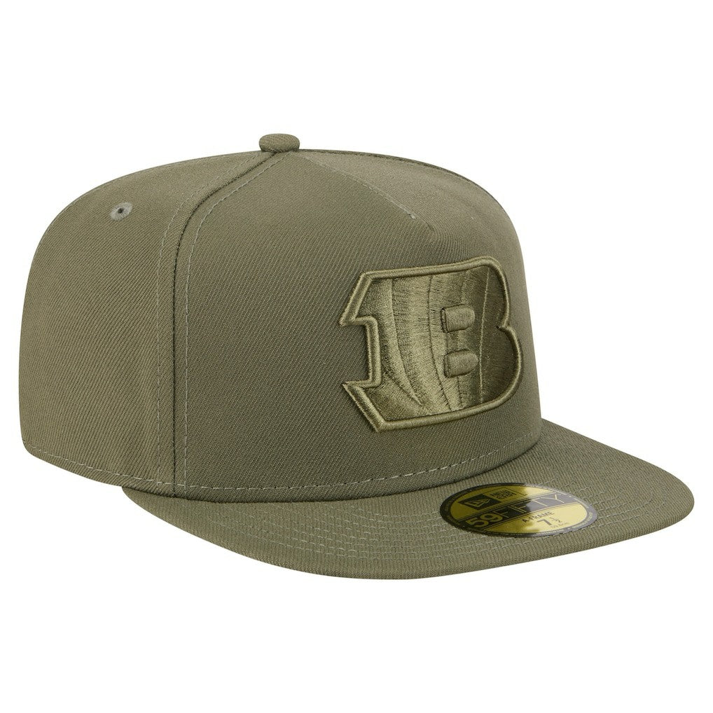 Cincinnati Bengals New Era Color Pack A-Frame 59FIFTY Fitted Hat - Olive Hats