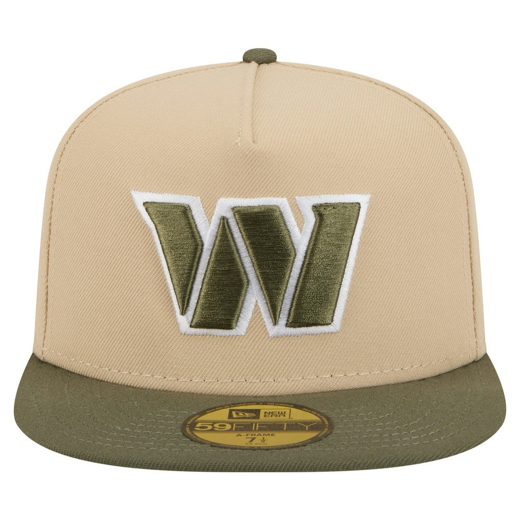 Washington Commanders New Era Color Pack A-Frame 59FIFTY Fitted Hat - Beige/Olive Hats