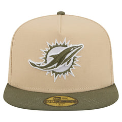 Miami Dolphins New Era Color Pack A-Frame 59FIFTY Fitted Hat - Beige/Olive Hats