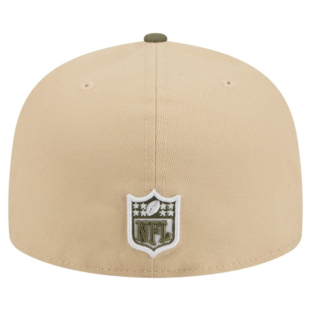 Miami Dolphins New Era Color Pack A-Frame 59FIFTY Fitted Hat - Beige/Olive Hats