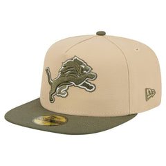 Detroit Lions New Era Color Pack A-Frame 59FIFTY Fitted Hat - Beige/Olive Hats