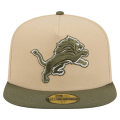 Detroit Lions New Era Color Pack A-Frame 59FIFTY Fitted Hat - Beige/Olive Hats