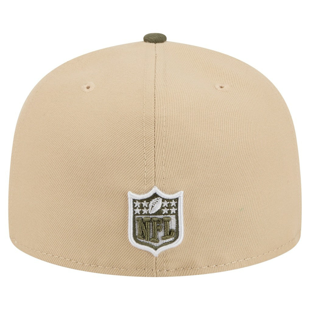 Detroit Lions New Era Color Pack A-Frame 59FIFTY Fitted Hat - Beige/Olive Hats
