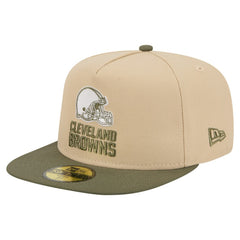 Cleveland Browns New Era Color Pack A-Frame 59FIFTY Fitted Hat - Beige/Olive Hats