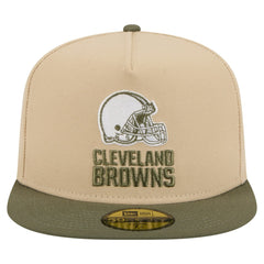 Cleveland Browns New Era Color Pack A-Frame 59FIFTY Fitted Hat - Beige/Olive Hats