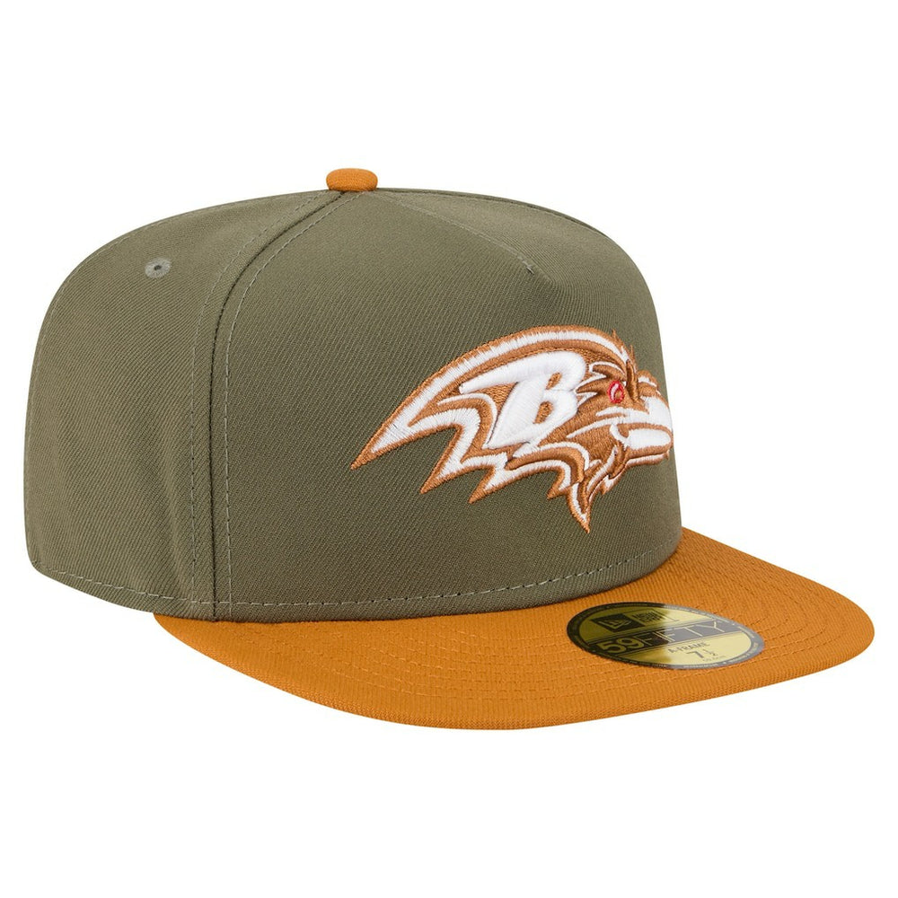 Baltimore Ravens New Era Color Pack A-Frame 59FIFTY Fitted Hat - Olive/Brown Hats