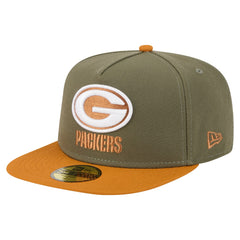 Green Bay Packers New Era Color Pack A-Frame 59FIFTY Fitted Hat - Olive/Brown Hats