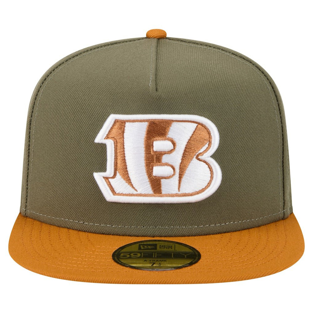 Cincinnati Bengals New Era Color Pack A-Frame 59FIFTY Fitted Hat - Olive/Brown Hats