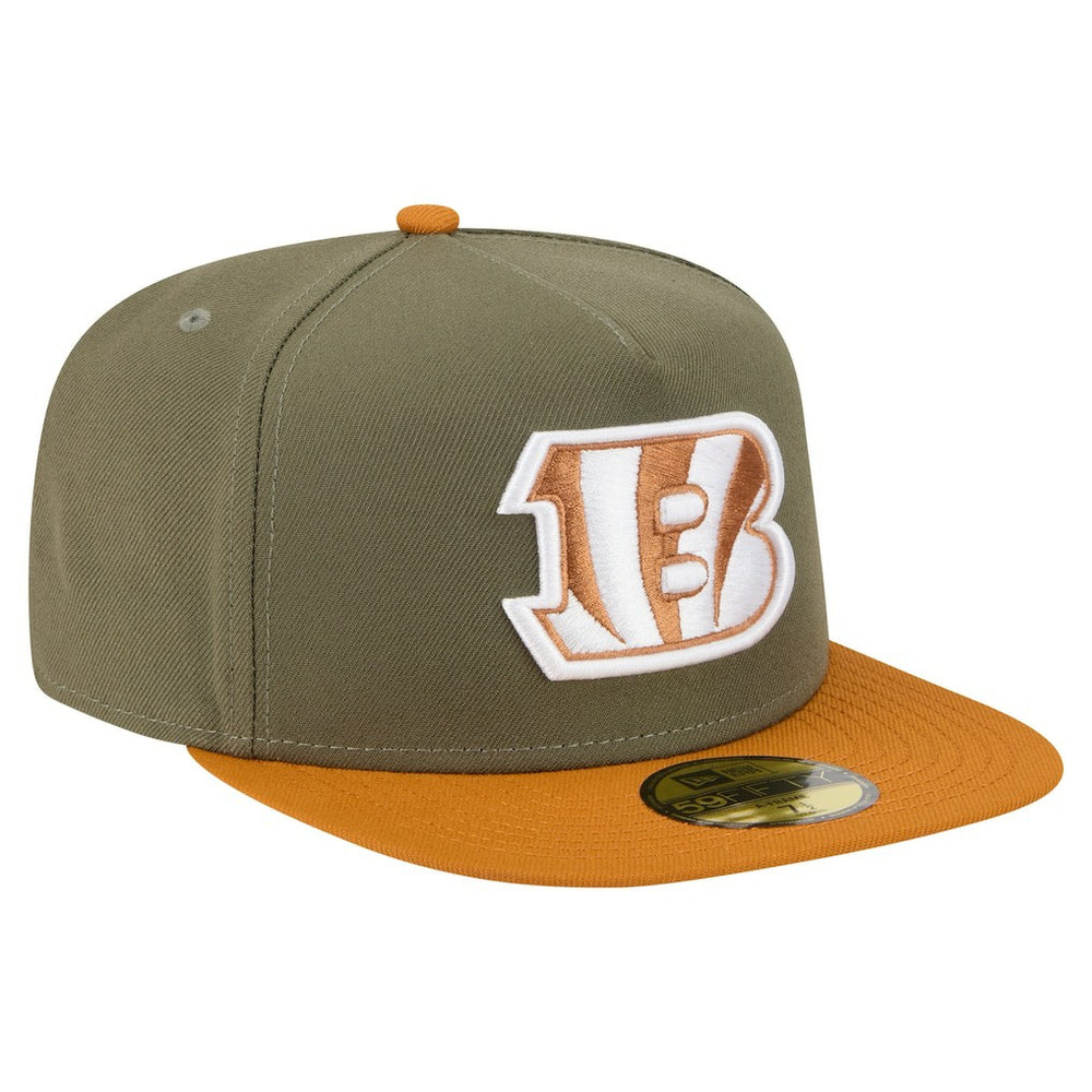 Cincinnati Bengals New Era Color Pack A-Frame 59FIFTY Fitted Hat - Olive/Brown Hats