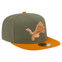 Detroit Lions New Era Color Pack A-Frame 59FIFTY Fitted Hat - Olive/Brown Hats