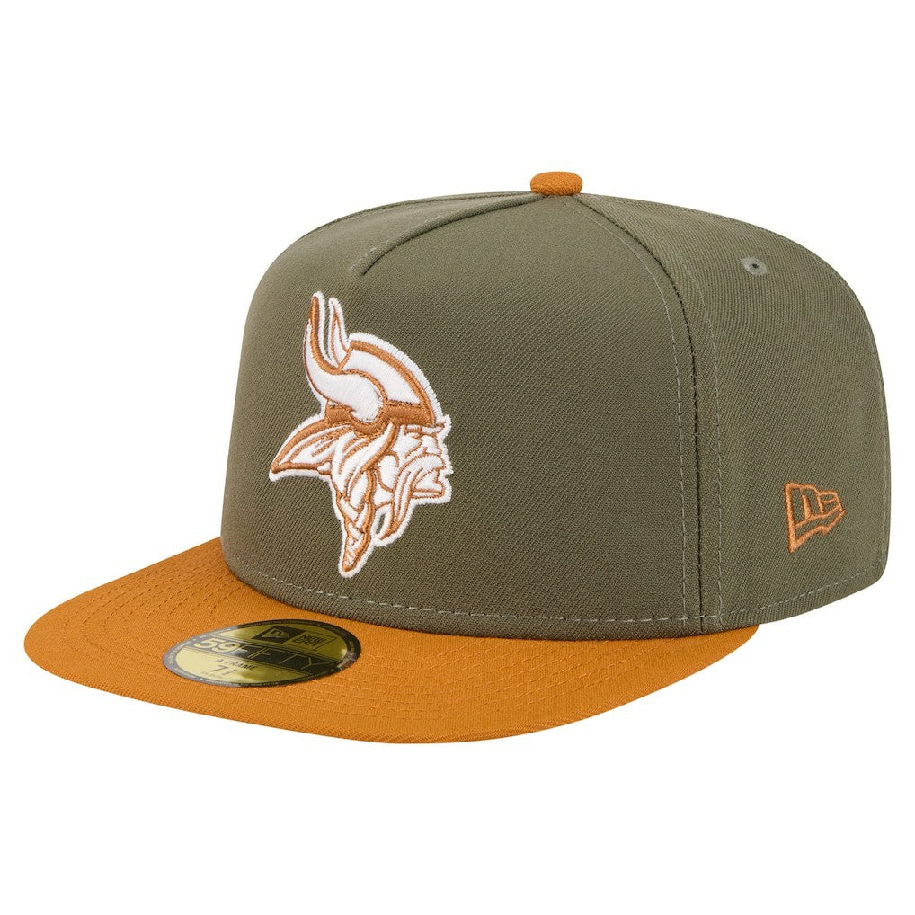 Minnesota Vikings New Era Color Pack A-Frame 59FIFTY Fitted Hat - Olive/Brown Hats